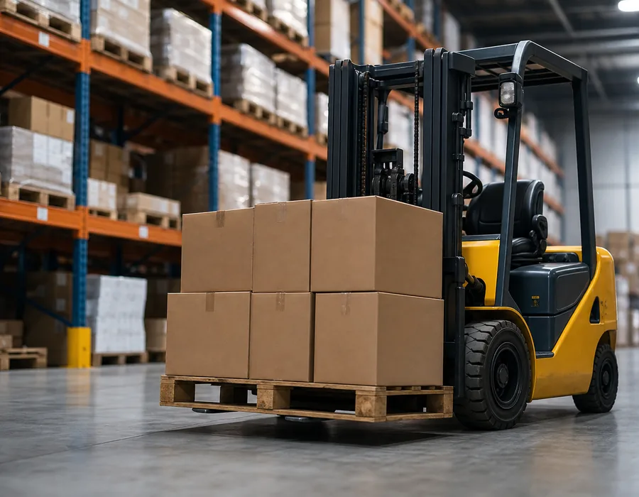 Forklift moving pallets in a Nest Elevate warehouse