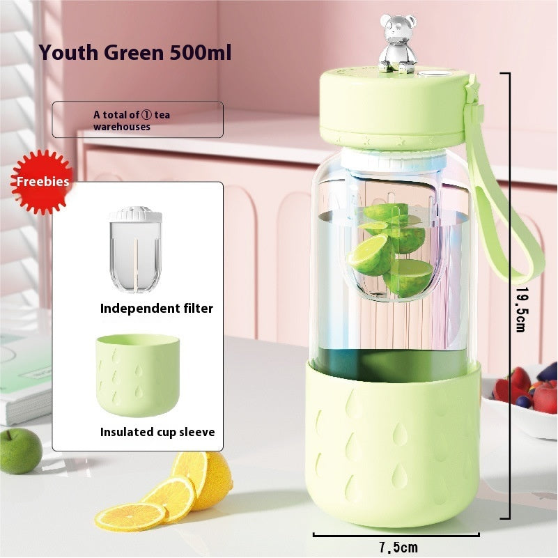 Tea Water Separation Magnetic Glass Water Cup Sealed Without Leakage Glass Tea Water Cup Infuser Tumbler Drinkware Water Bottle With Tea Filter