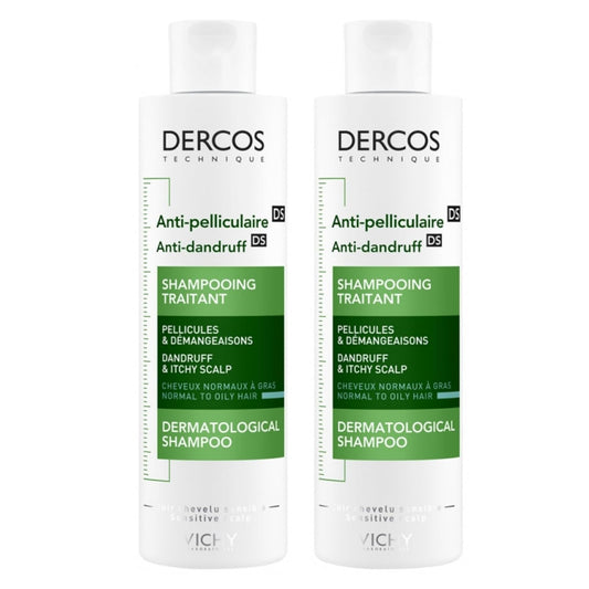 Vichy Dercos Anti-Dandruff Shampoo Normal to Oily Hair 200ml Pack of 2 - Everyday Emporium